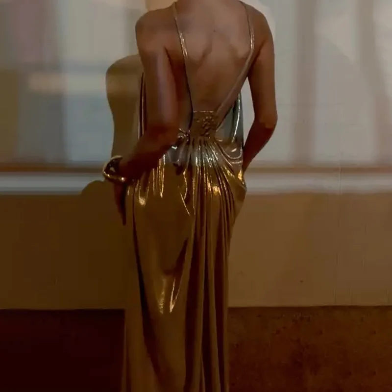 

Sensual Backless Slit Dress 2026 Spring/Summer Casual Loose Fit Sleeveless Tank Maxi for Women Night Out Party