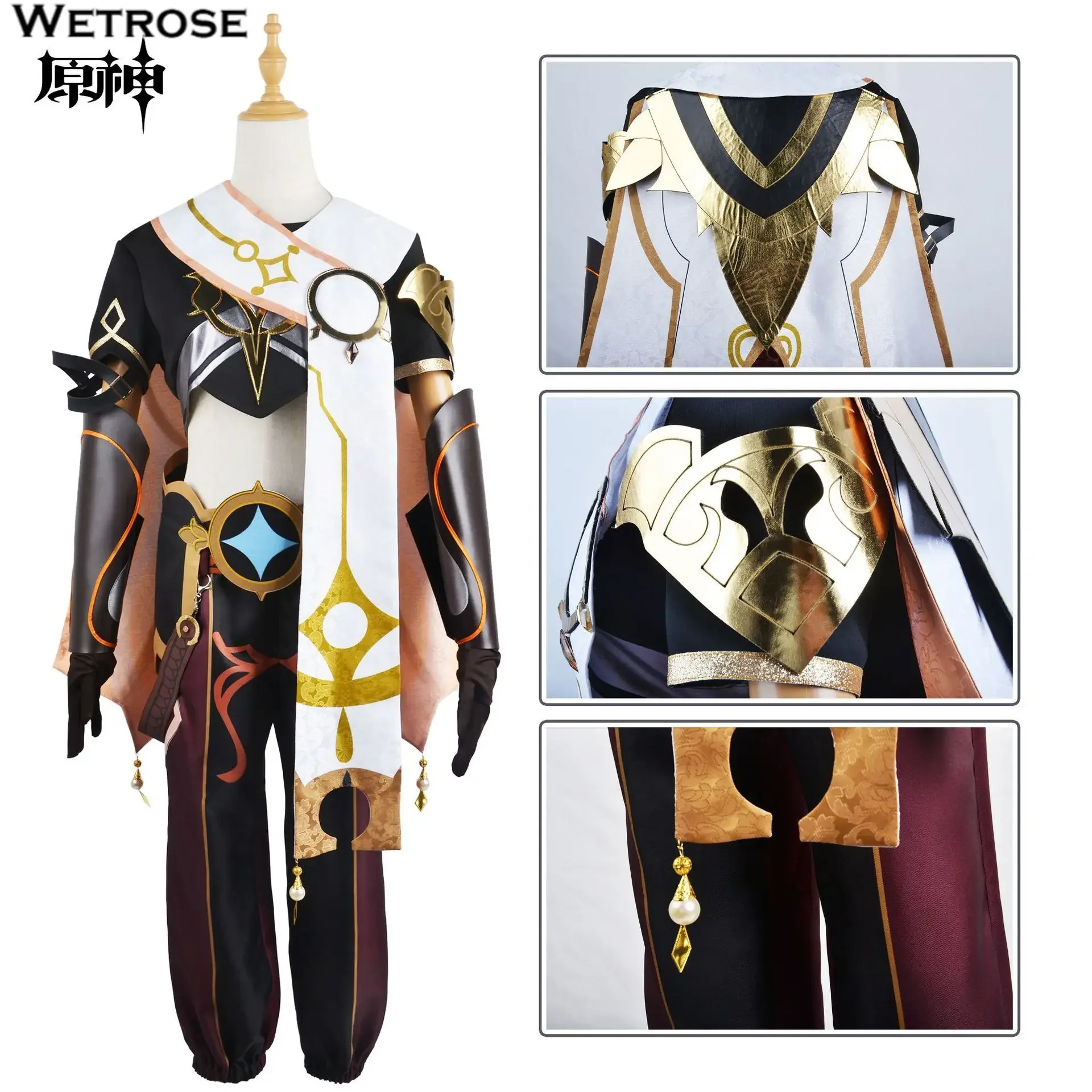 【Wetrose】In Stock Aether Traveler Cosplay Costume Genshin Impact Male Sora Tabibito Full Set Anime Game Party Halloween