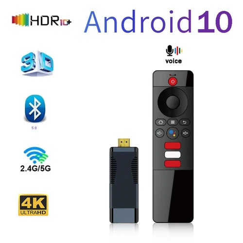 S96 Smart TV Stick Android 10 ATV Allwinner H313 2,4G/5G WIFI Dual BT5.0 Airplay aplicación preinstalada TV Stick iptv