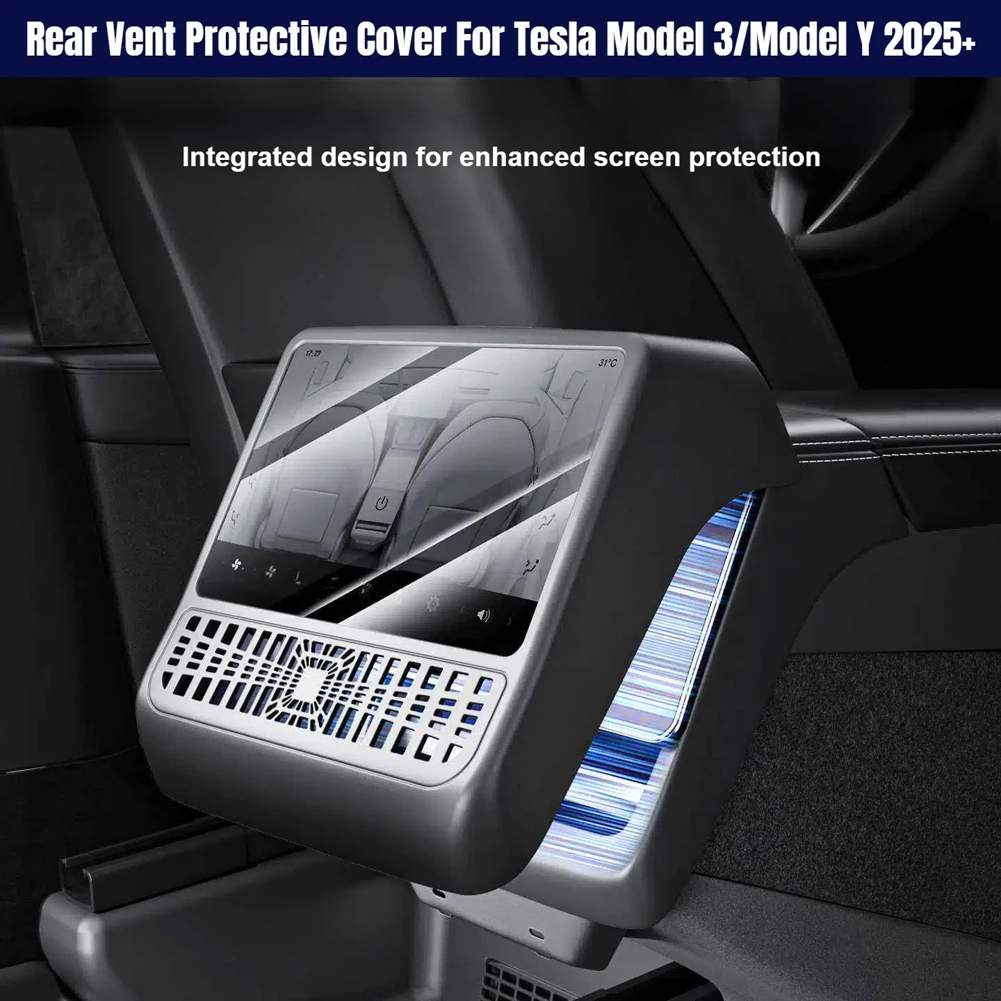 

Задняя вентиляционная маска для Tesla Model Y Juniper/Model 3, Highland со встроенной защитной рамкой из закаленного стекла, автомобильные аксессуары