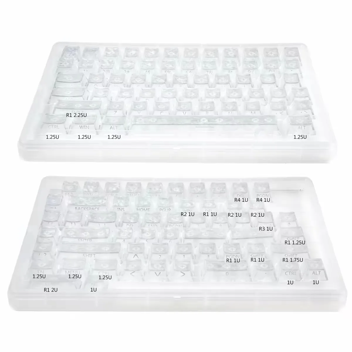 Frost Silver/Gold/Red Icicle Cracked Metal Paint Side-Engraved Keycaps, 87 Keys.