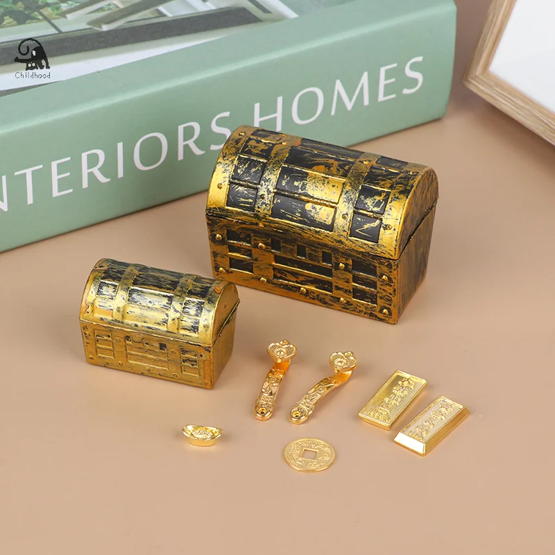 1/2/10pcs Doll House 1:12 Miniature Model Doll House Accessories Mini Ruyi Gold Ingot Gold Bar Copper Coin Model Decoration