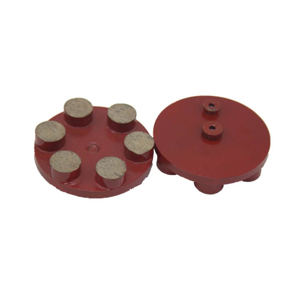 GD44 Red Color Medium Bond Concrete Grinding Disc 4 Inch Double Post Floor Polishing Cup Wheel with Six Metal Grinding Bars 9PCS