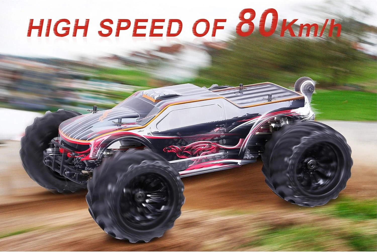 1:10 Scale RC Car Truck, 80+ KM/H High Speed RTR RC Truck, 2.4GHZ Radio Controlled Electric RC Car, 4WD 4x4 O