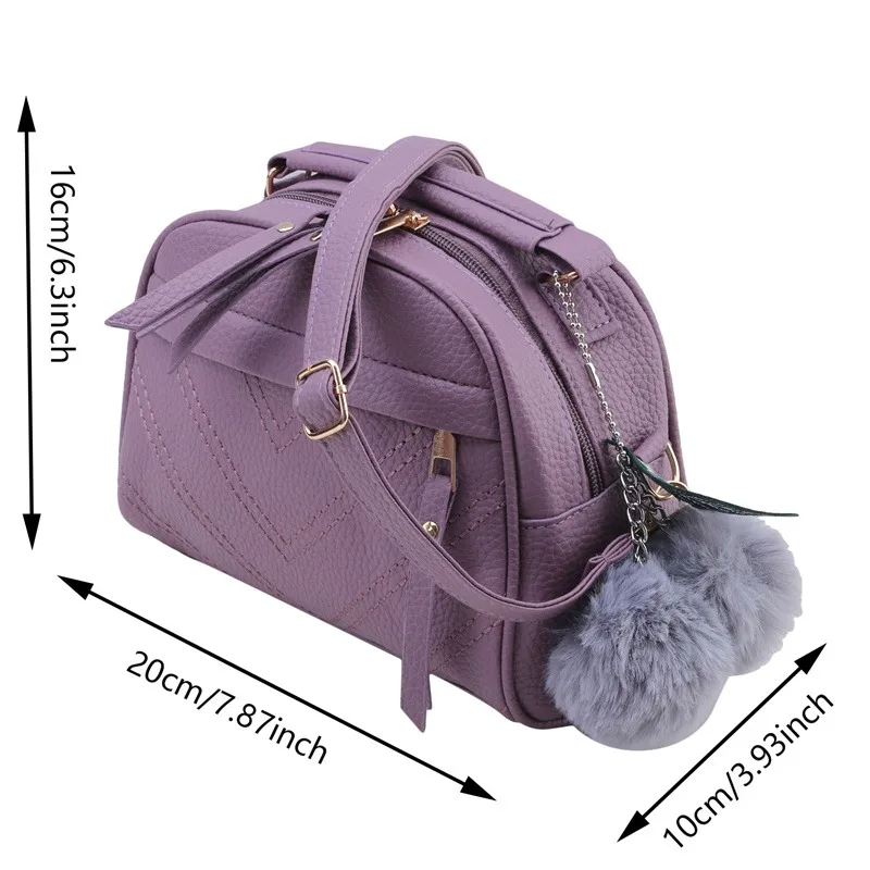 Handbag For Women Girl Fashion Messenger Bags With Ball Toy Bolsa Female Shoulder Bag Pu Leather Ladies Party Crossbody Bag