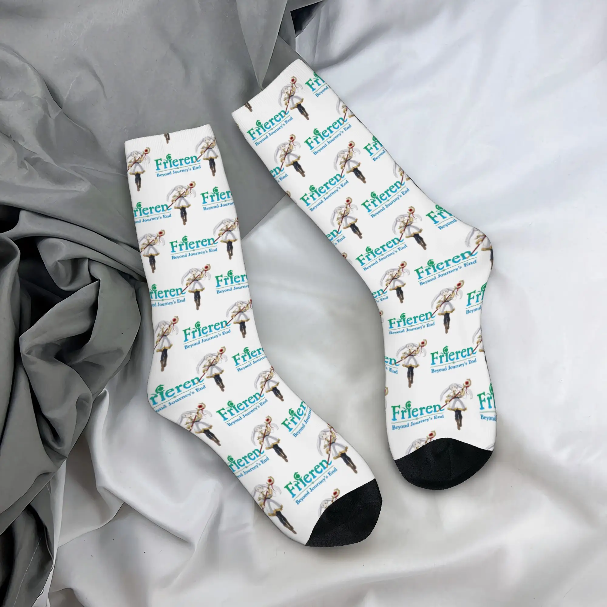 Cute Men's F-Frieren plush Logo Dress Socks Unisex Breathbale Warm 3D Print Japane Anime Manga  Crew Socks