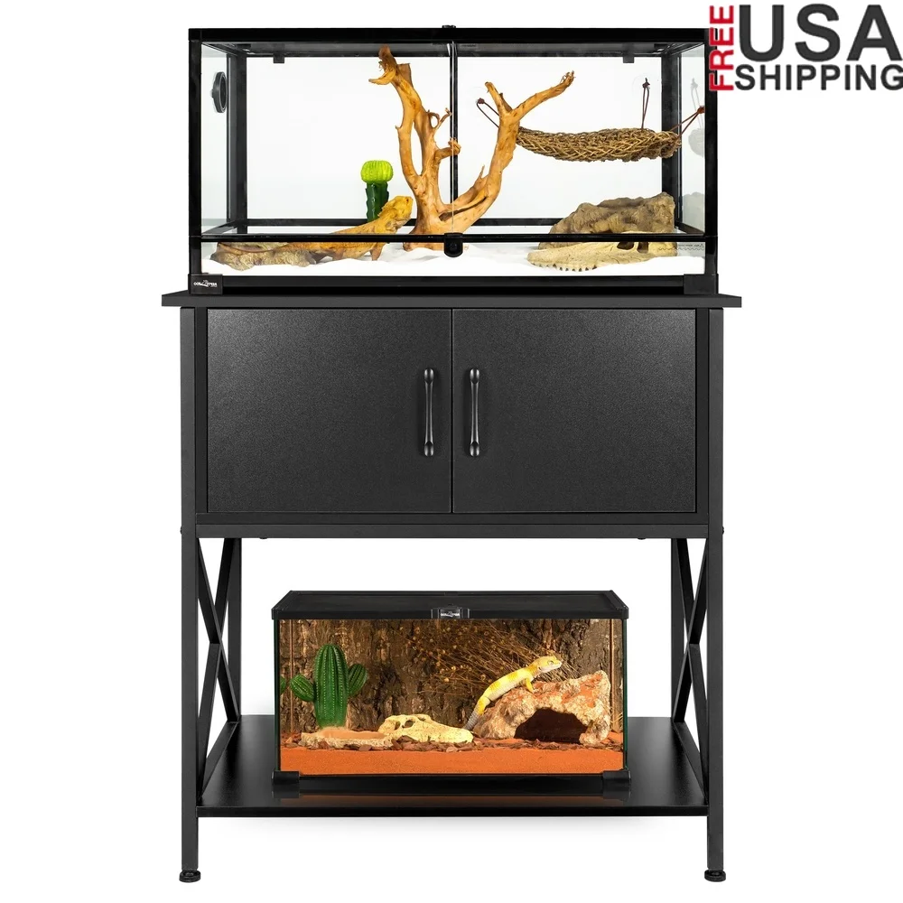 

Aquarium Stand 20-30 Gallon Fish Tank with Storage Cabinet Metal Turtle Reptile Tank Stand Accessories Organizer Durable