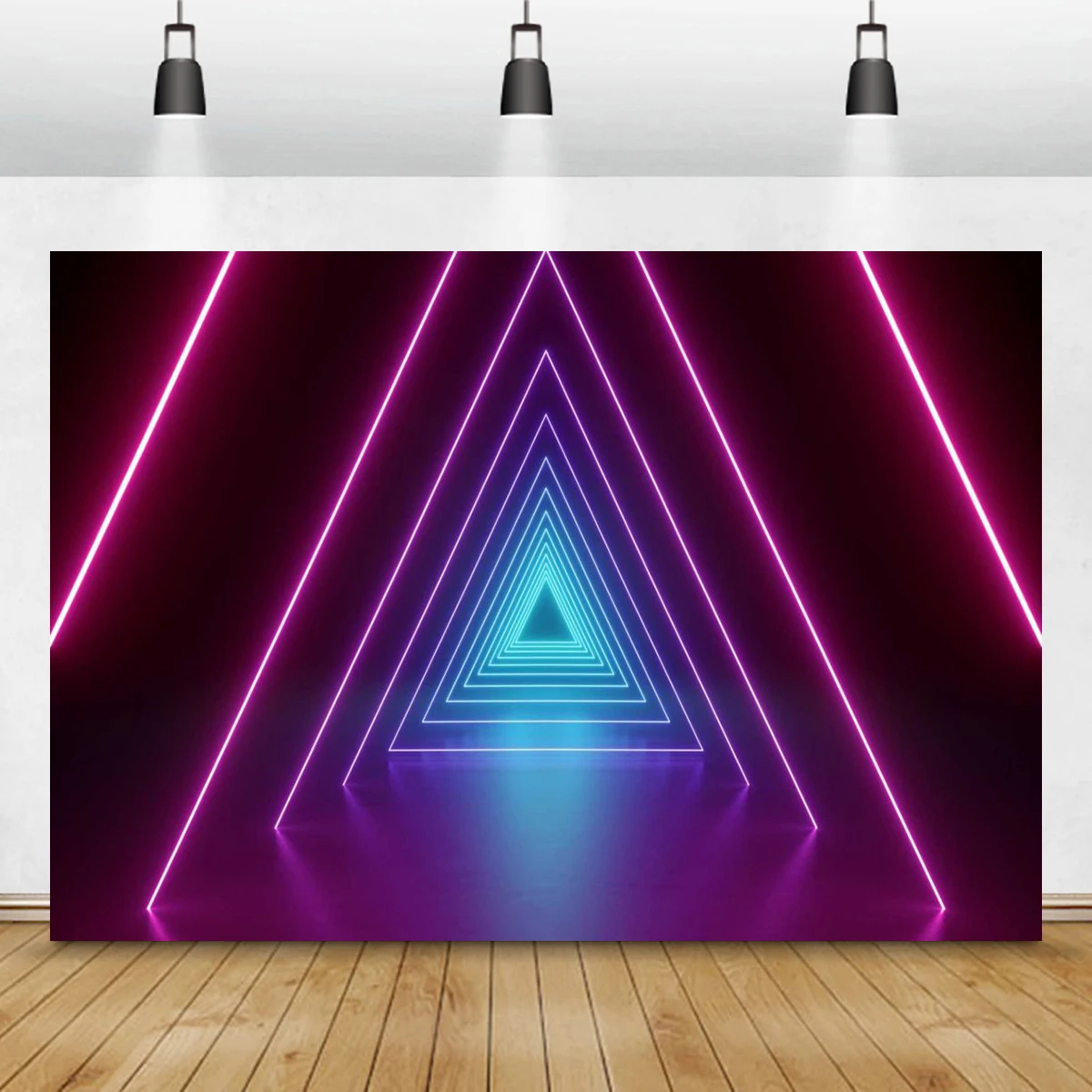 

Neon Stage Backdrop 3D Future Sense Electronic Laser Background Neon Light Smog Birthday Party Decor Photography Photo Studio
