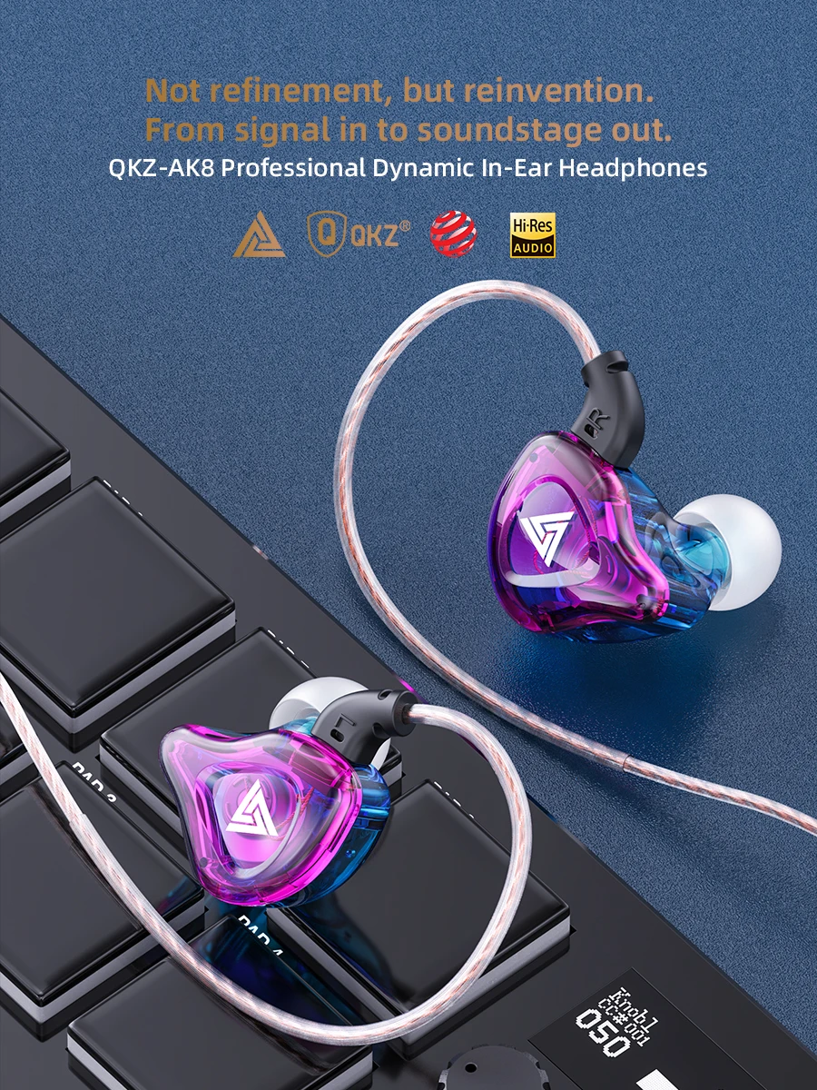 QKZ AK8 Hi-Fi In-Ear Headphones with Mic – High-Definition Audio, Optimized for Vocals and Mid-to-High Frequencies