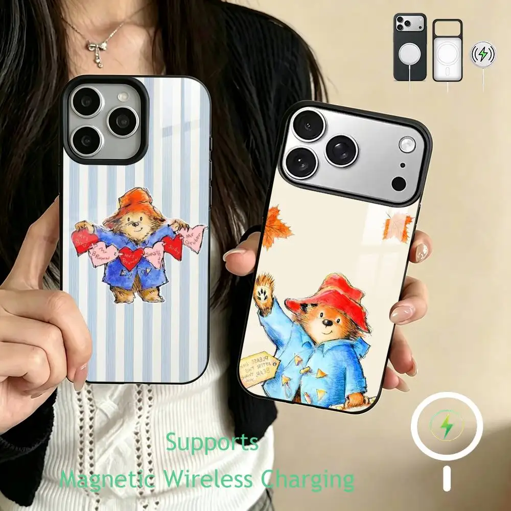 Cute P-Paddington Bear   Phone Case For iPhone17,16,15,14,13,12,11 Plus,Pro Supports Magnetic Wireless Charging