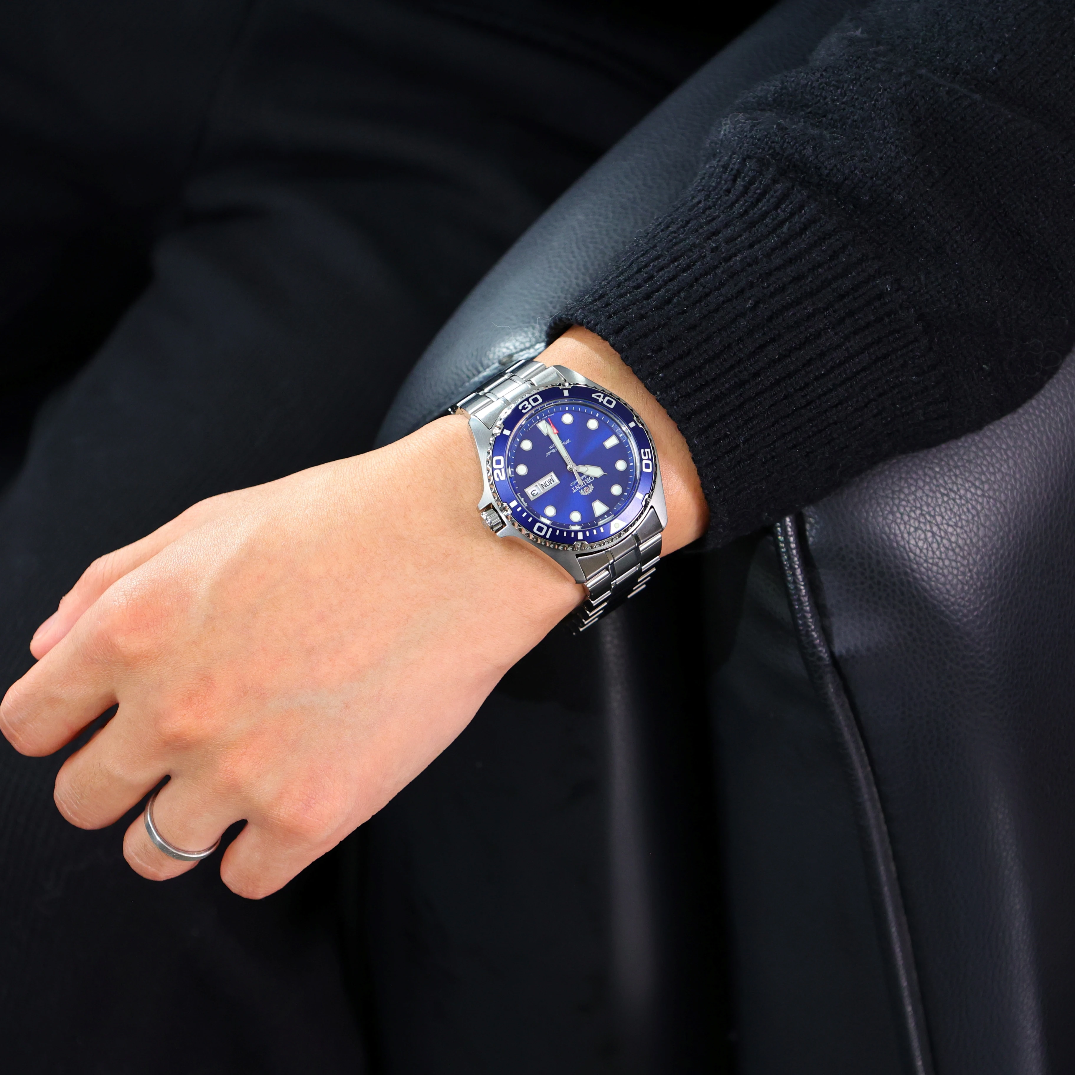 أورينت ساعة رجل أصلي ياباني ساعات آلية أوتوماتيكية 20Bar مقاوم للماء ساعة رياضية مضيئة الفولاذ المقاوم للصدأ ساعة رجالية