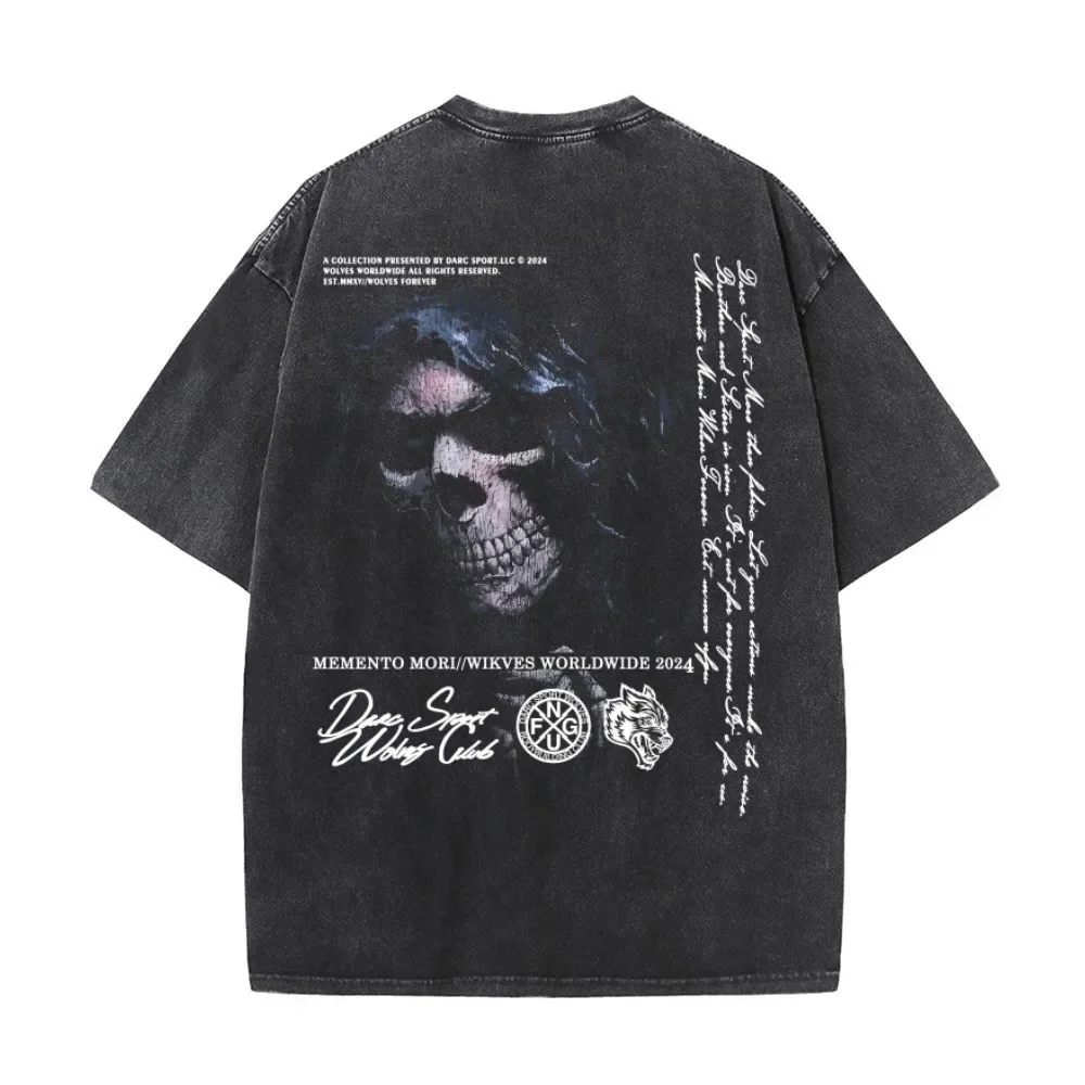 DARC SPORT Washed Men t-shirt Hip Hop donna Vintage Cotton t-shirt Streetwear Soft oversize Tees Girl Loose Brand top Y2k