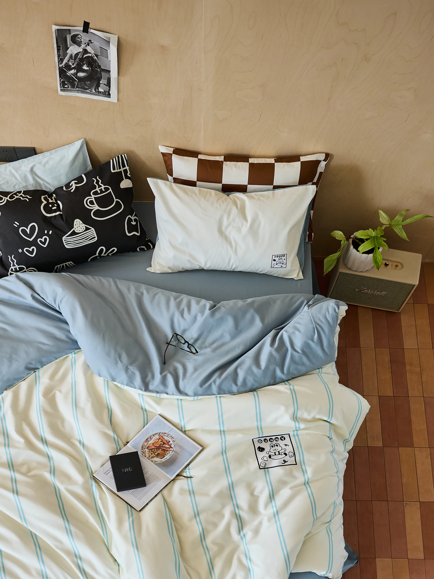 Juego de Ropa de Cama de Algodón Puro con Dibujos Animados, Juego de Ropa de Cama de Tres Piezas para Dormitorio Infantil, Juego de Ropa de Cama de Cuatro Piezas, Estilo Ins