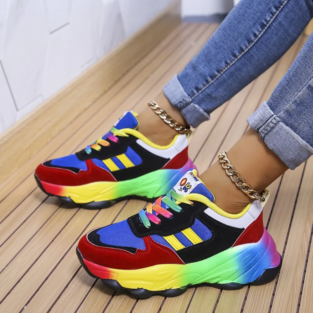 Frauen Turnschuhe Mode Läuft Bunte Casual Turnschuhe Frauen Komfort Lace Up Outdoor Plattform Schuhe für Frauen Zapatos De Mujer