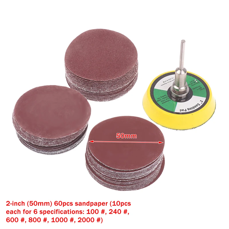 

60/100 шт. 1/2 дюйма шлифовальные диски, набор подушечек, зернистость 100-2000, наждачная бумага для дрели, шлифовальной машины, вращающиеся инструменты с подкладкой