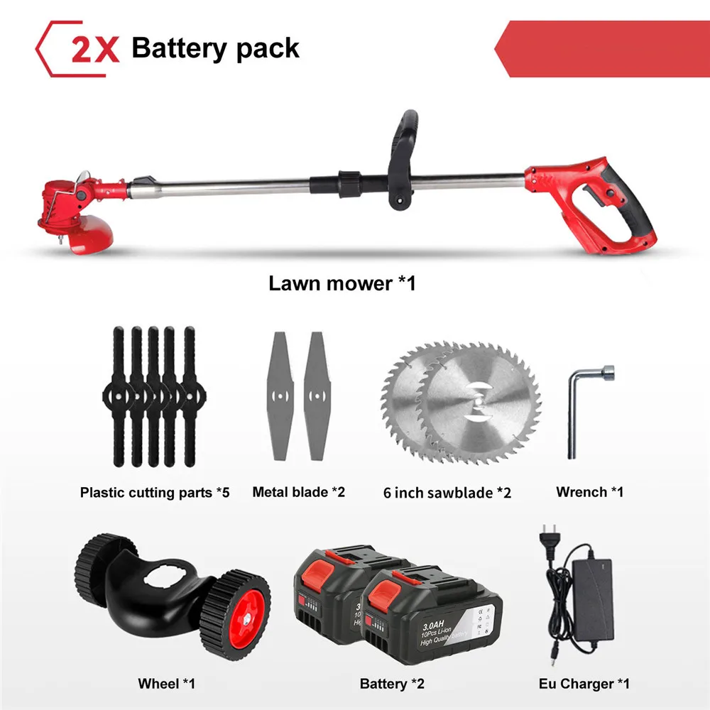 1500W Elektrische Grasmaaier 12000 RPM Draadloze Grastrimmer Tuintrimmers Grastrimmer Cutter Elektrisch Gereedschap voor Gazon Tuin Erf