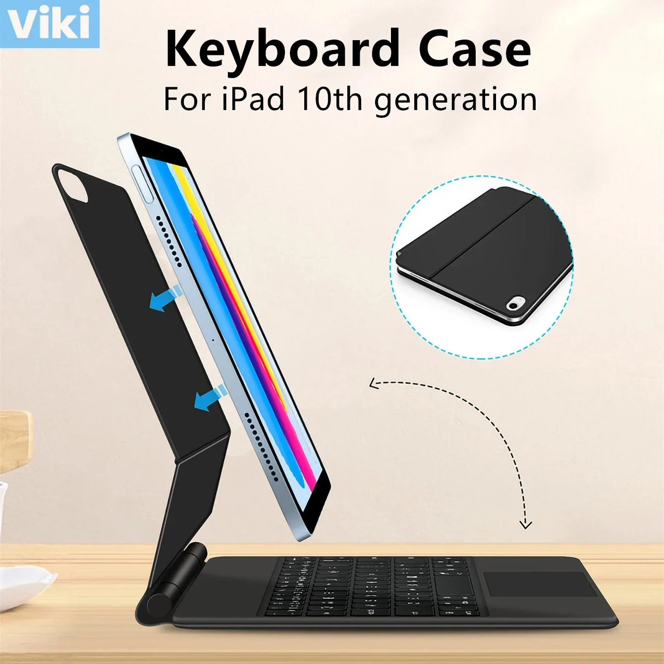 

Magic Keyboard For iPad 10th generation 2022 2023 2024 ipad10 10 Magnetic Smart Folio Cover Case Backlight Touchpad Multi-touch