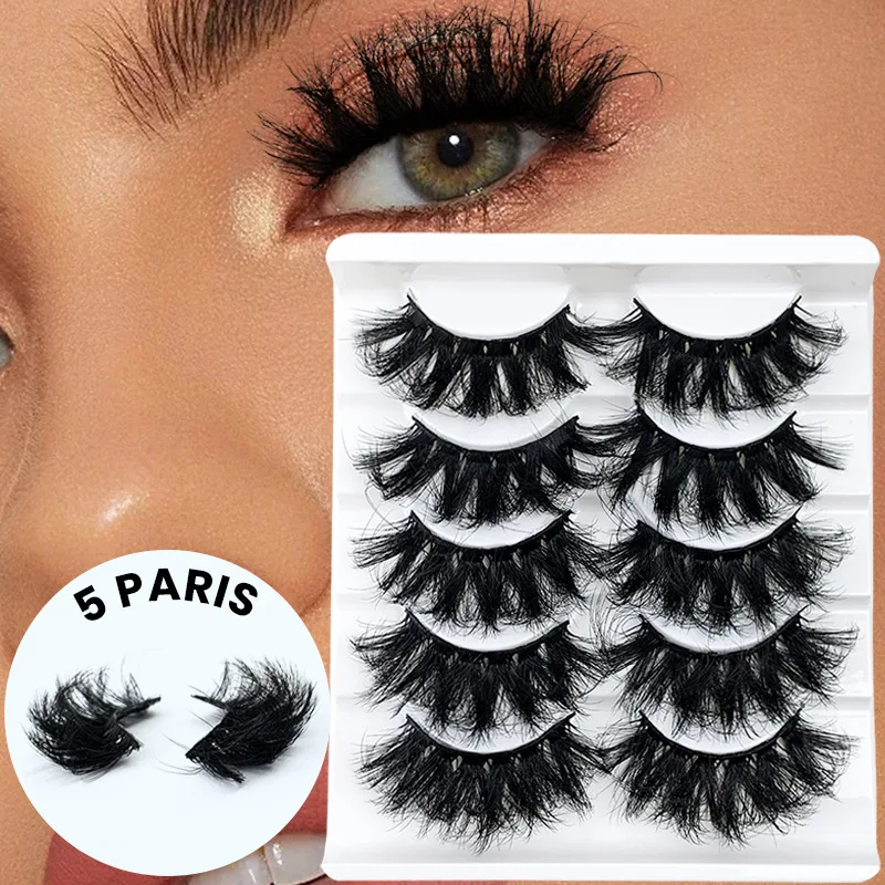 

New Hot Messy Fried Hair 5 Pairs of Exaggerated Thick Imitation Mink False Eyelashes Whole Strip Beauty Make Up Accessories