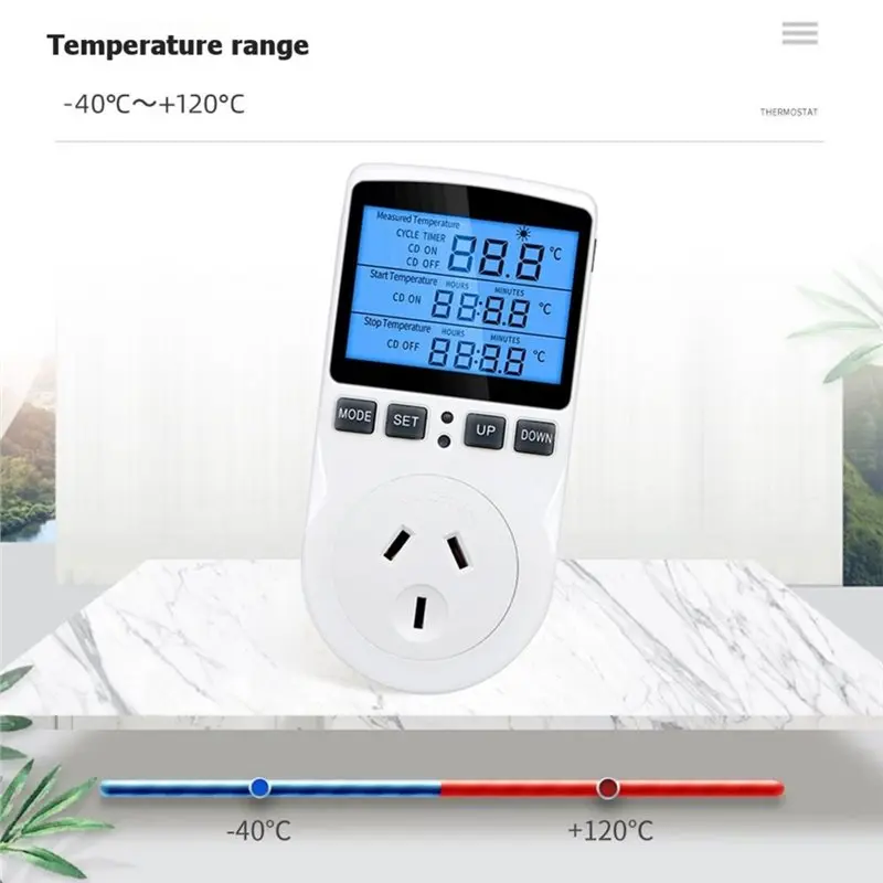ABUG-Timer Socket Thermostat Multi-Function Temperature Controller Outlet With Timer Switch Sensor Probe Heating Cooling AU AU P