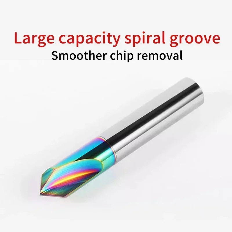 DDUF HRC55 2F Chamfer Milling Cutter Colorful Coated 90 Degree Straight Groove Carbide Endmill CNC Router Bit Cutting Tool