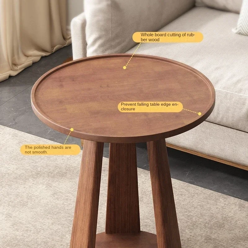 Nordic Simple Sofa Side Several Family Living Room Double Small Round Table Solid Wood Movable Bedroom Small Coffee Table