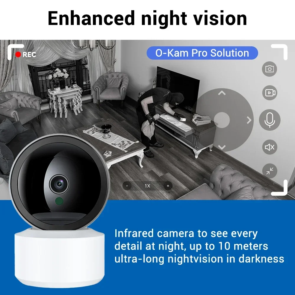 5MP HD WiFi Baby Monitor Home Security Camera with Motion Tracking, Color Night Vision, 2-Way Audio, Real-Time Alerts O-Kam Pro