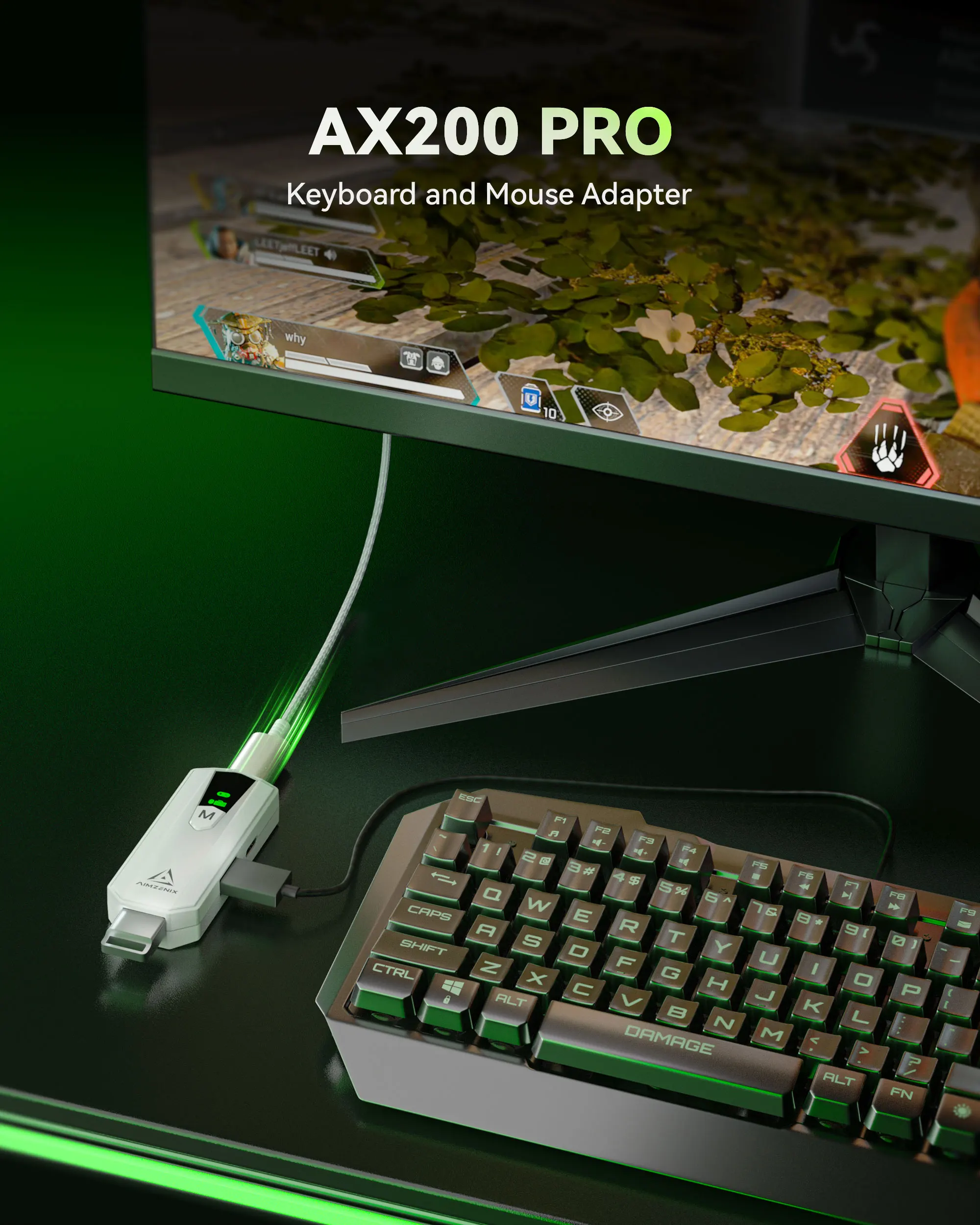 Aimzenix AX200PRO Keyboard Mouse Adapter, High Performance Converter | Compatible with Popular FPS Games | PC & NS Platforms