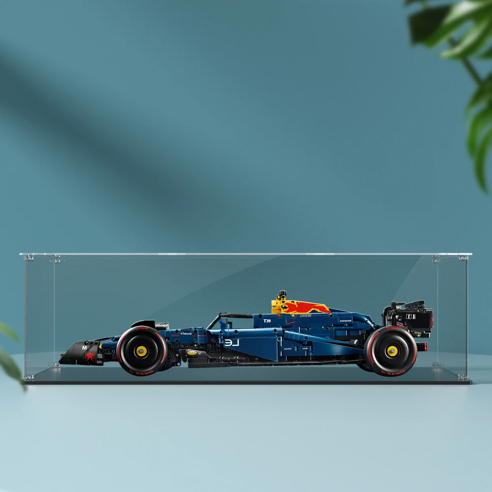 علبة عرض صندوق عرض لسيارة سباق RB20 42206 صندوق تخزين الطوب الشفاف المقاوم للغبار