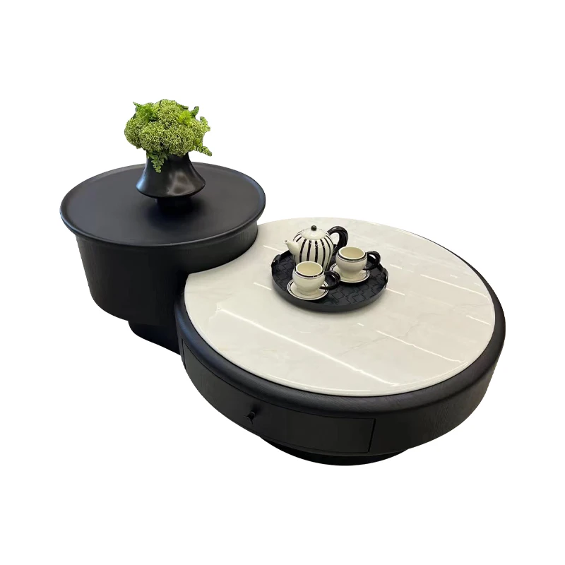 coffee table, round storage high-end sense, living room household small apartment, simple marble 2025 new model