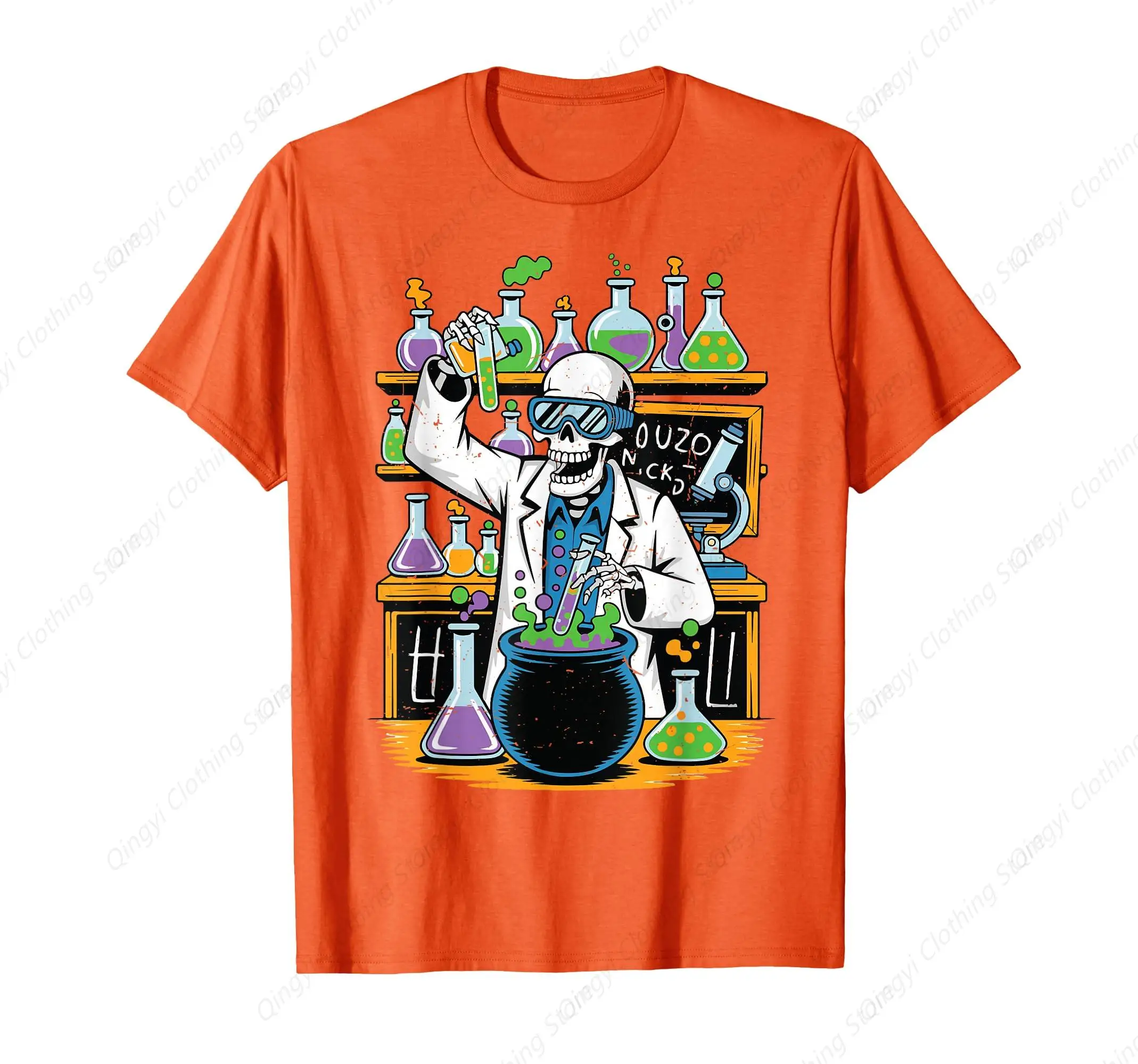 

Skeleton Mad Scientist Halloween Costume Science Teacher T-Shirt