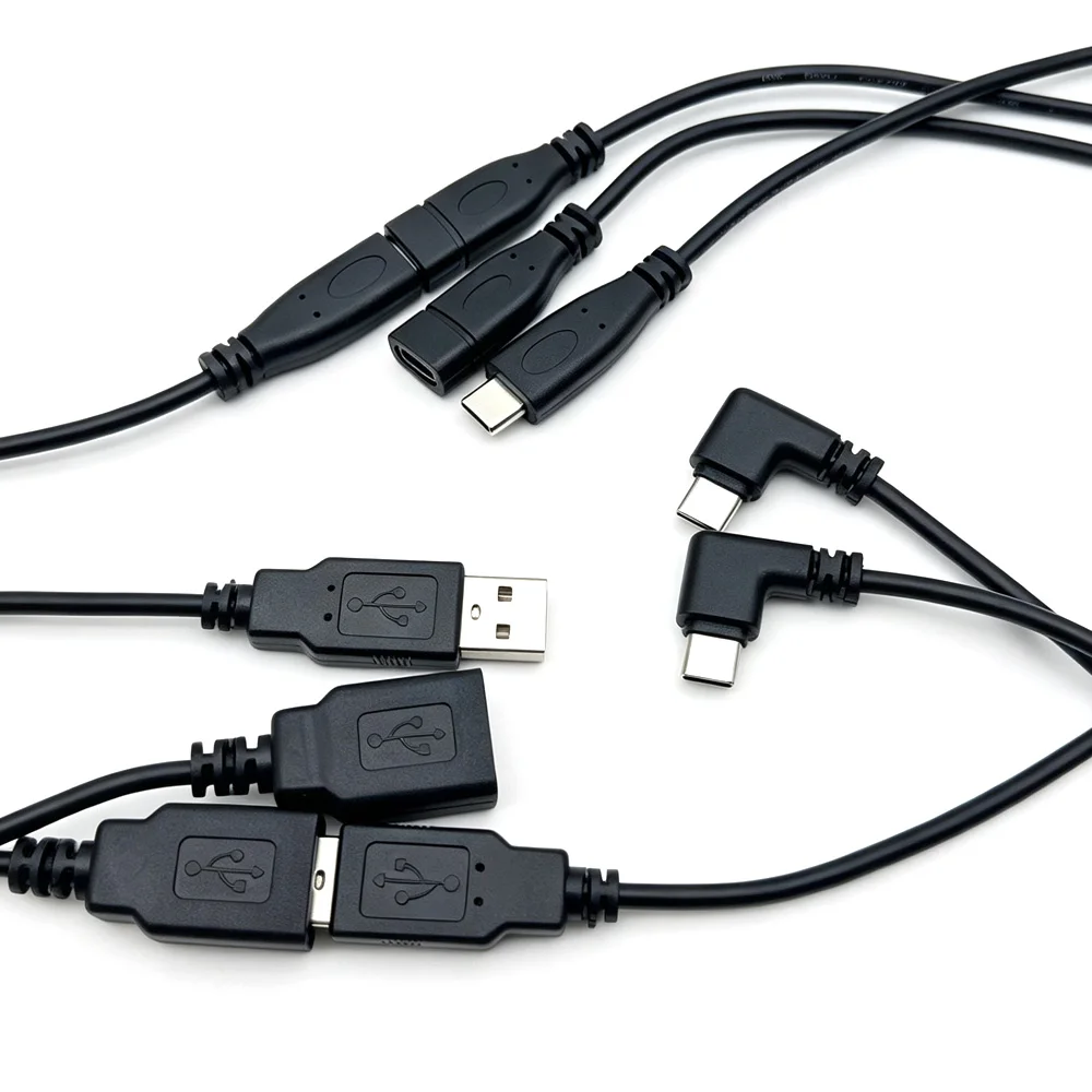 1Pcs DIY Repair Welding Cable 2 Wire 4 Wires Type C USB 2.0 Elbow Head Male Female Jack 4Pin/2Pin Type-c Male Extension Cable 5