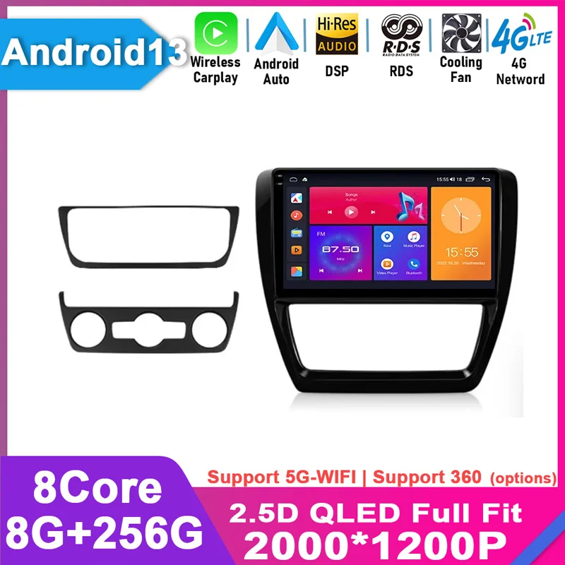 

For VW Volkswagen Jetta 6 MK6 Car Radio Multimedia Player Wireless Carplay Android 13 Auto Car Stereo GPS Navigation DSP 2 Din