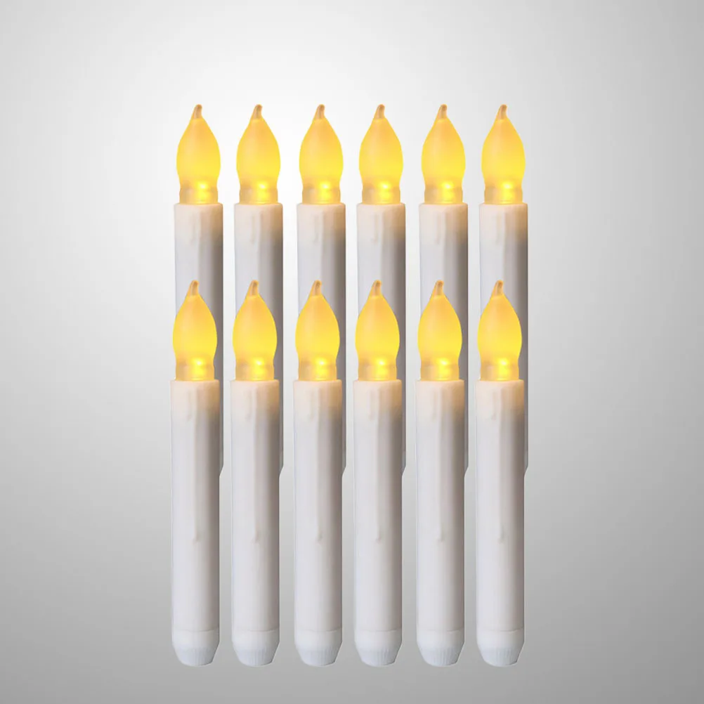 12개 2X16.5Cm LED 전자 양초 무연 무연 크리스마스 조명 실내 결혼식 파티 장식용 작동