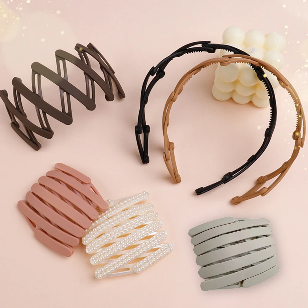 

Non Slip Retractable Hair Hoop Headdress Matte Folding Headband 6Pcs Lightweight Hairbands Hairpins Daily Wear Hair Accessories