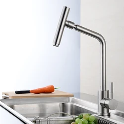 BAKALA High Quality 304 Stainless Steel Rotary Kitchen Faucet Hot And Cold Lead Free Drawing Wash Basin Sink 360 Swivel Mixer