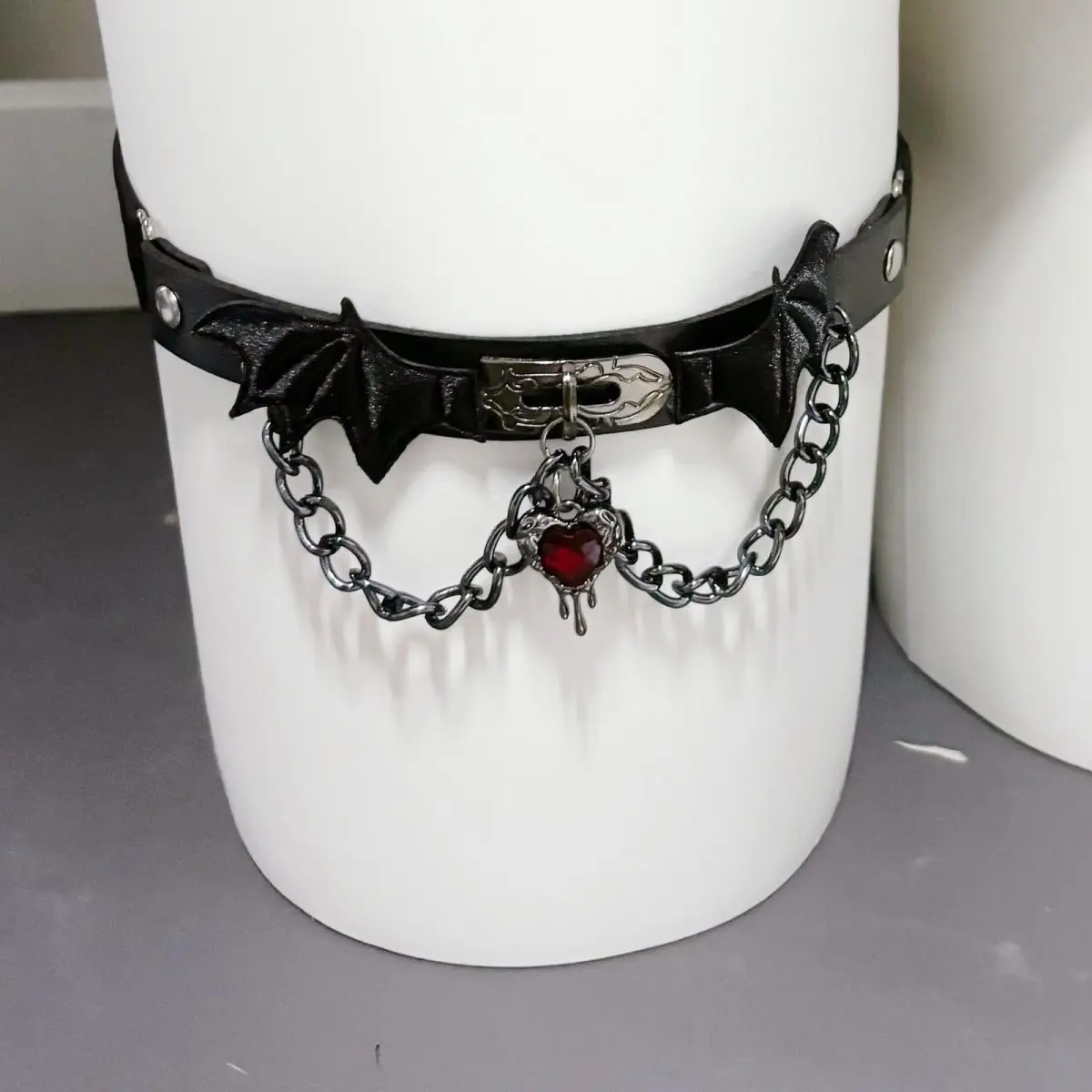 Alas del diablo Y2k, chica picante y oscura, anillo para pierna dulce Harajuku, anillo para pierna, corazón de melocotón, pierna, botón de cuero gótico, decoración para pierna