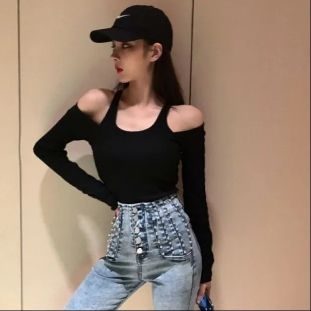 تي شيرت نسائي بأكمام طويلة، ملابس علوية كاجوال مُزينة بالزهور، مقاس نحيف، مريح للربيع، يوميًا، أنيق، أنيق، ملابس مكتبية متعددة الاستخدامات