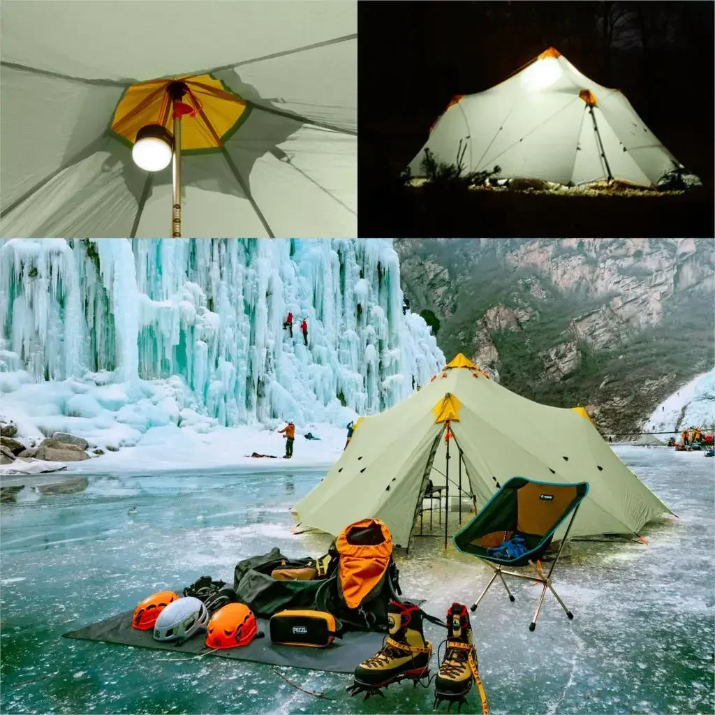 6-8 Person 4 Seasons Camping Flysheet Ultralight 680g Two-sided Silicone Coating Nylon Rodless Large Waterproof Backpacking Tent