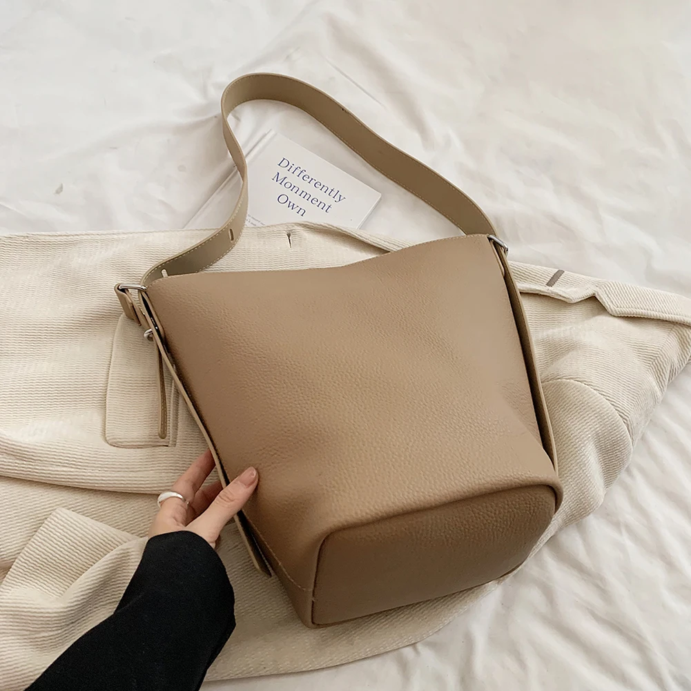 

Женская сумка-ведро с регулируемым ремешком, сумка через плечо из веганской кожи с внутренним карманом, сумка-хобо для работы, путешествий