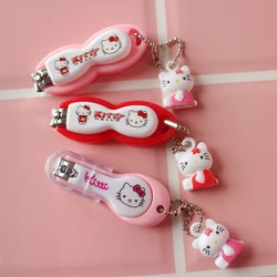 Sanrio hello kitty tesoura de unhas bonito dos desenhos animados kt gato aço inoxidável portátil cortador de unhas doméstico menina & criança presentes do feriado