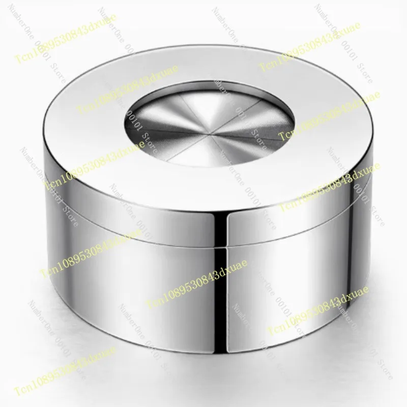 Original silver large stainless steel high-end personality trend ashtray closed with lid anti-fly ash men's gift