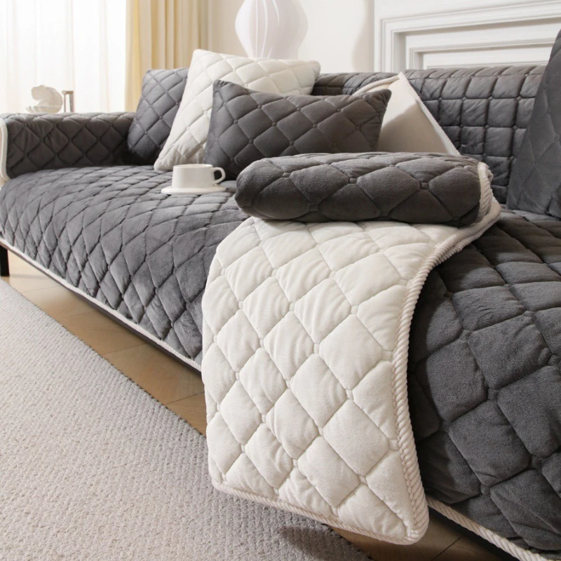 

Приятный для кожи толстый чехол для дивана, теплая и нескользящая подушка для дивана, скандинавский простой однотонный осенне-зимний чехол для машинной стирки