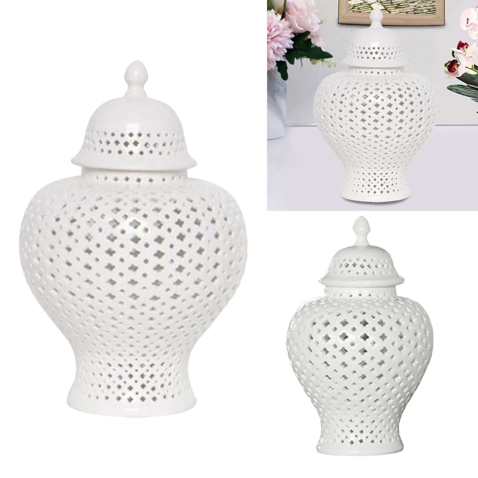 Chinese Porcelain Ginger Jar Storage Organizer Display Flower Holder Table Centerpieces Collection Ceramic Vase for Home Desk