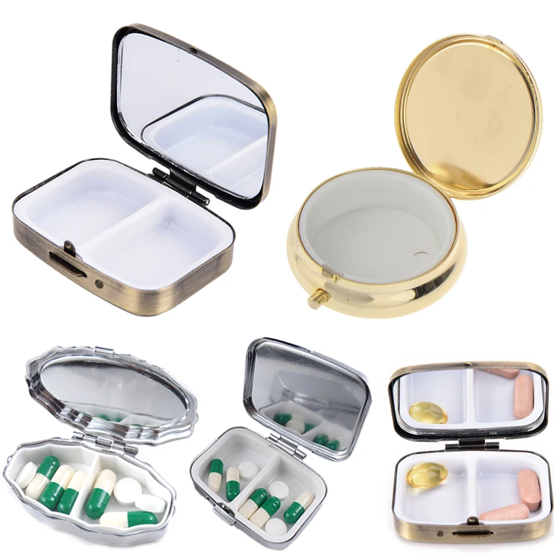 1PCS Empty Metal Pill Boxes Medicine Organizer Container Portable Medicine Case Pill Candy Box for Travel