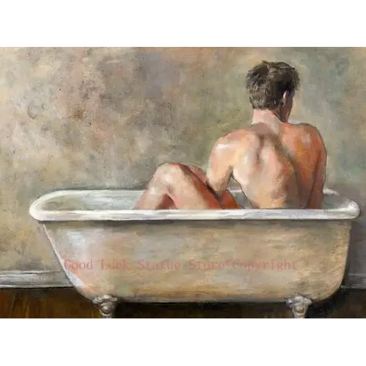 

COOL --high quality TOP art oil painting work--nude male Nice Huge GAY oil painting male MAN art- free shipping cost 36"