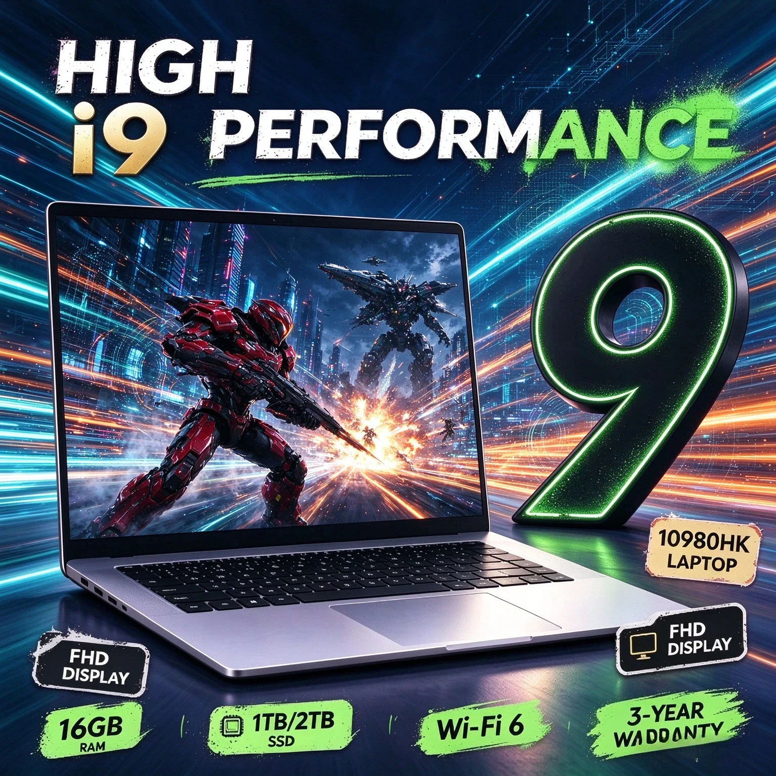 14.1 Inch HD Laptop, 16GB/32GB RAM 1TB/2TB SSD Intel Core i9-10980HK WiFi BT Windows Portable Office Gaming Notebook PC Slim 4K.