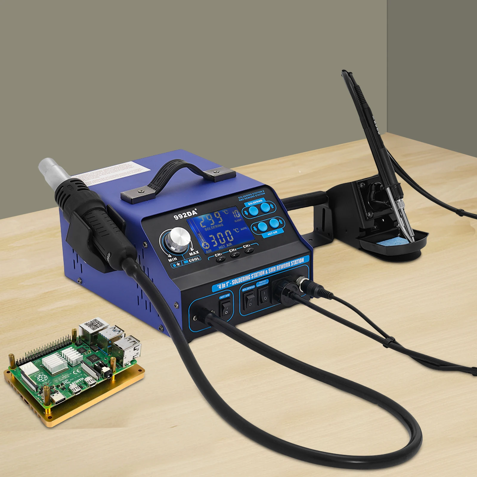 

780W Soldering Rework Station Soldering Iron Station Kit Soldering&Desoldering Station Kit w/ Hot Air Gun Welding Equipment