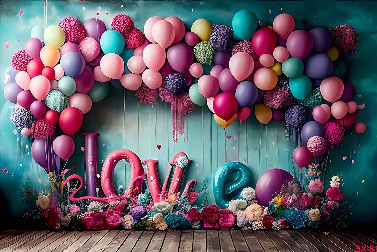 Happy Valentine's Day Photography Pink Red Marriage Room Backdrops Love Heart Balloons Anniversary Birthday Party Backgrounds