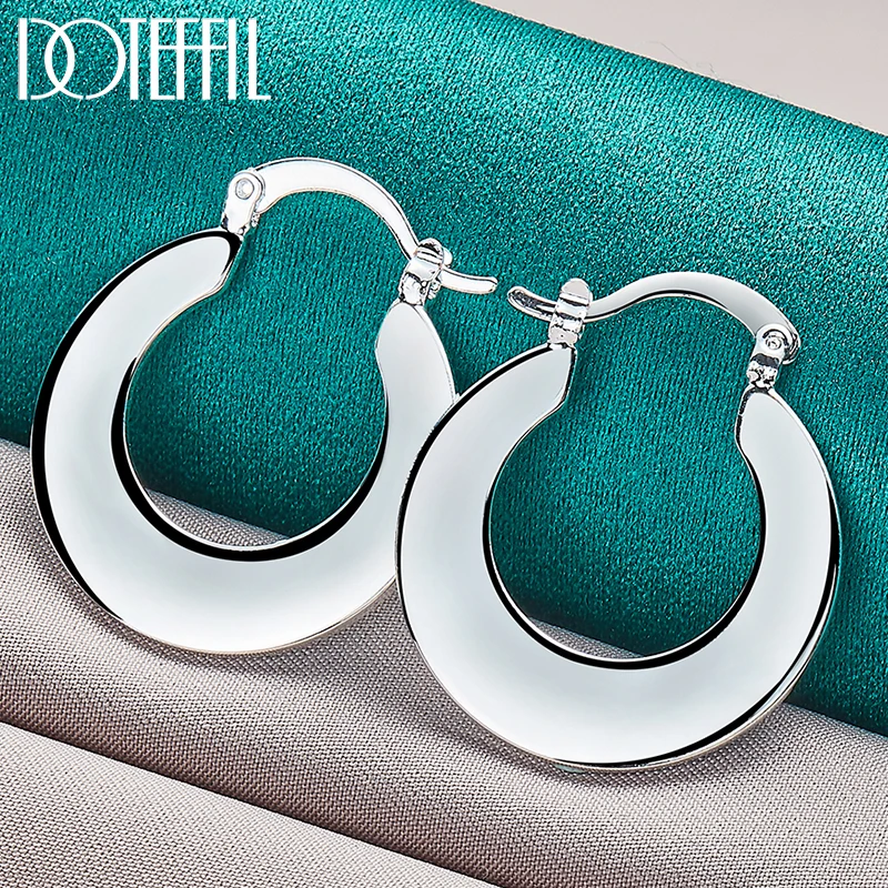 

DOTEFFIL 925 Sterling Silver Smooth Earring For Woman Wedding Engagement Party Fashion Charm Jewelry