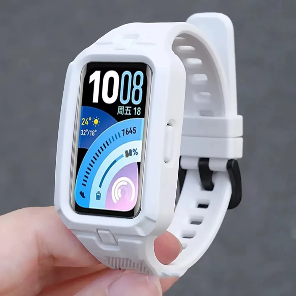 Pulseira de silicone + protetor para huawei band 11, pulseira esportiva de substituição para smartwatch huawei band 11, capa protetora